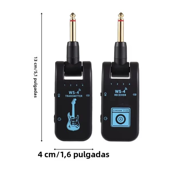 2.4G Trådløst Guitar Sender Modtager System, 48K/16bit Digital Lyd til Elektrisk Guitar og Bas black