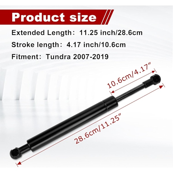 2 stk. Tundra Bagklap Assist 2007-2019 Tundra Rough Country Bagklap Assist Bagklap Løftstøtte Struts Stød Gasfjedre