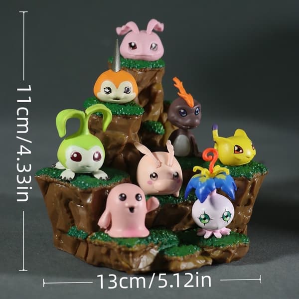 Med æske; digitalt monster eventyr figur sæt, PVC samlerobjekt legetøjsgave, spil plot ledsagere