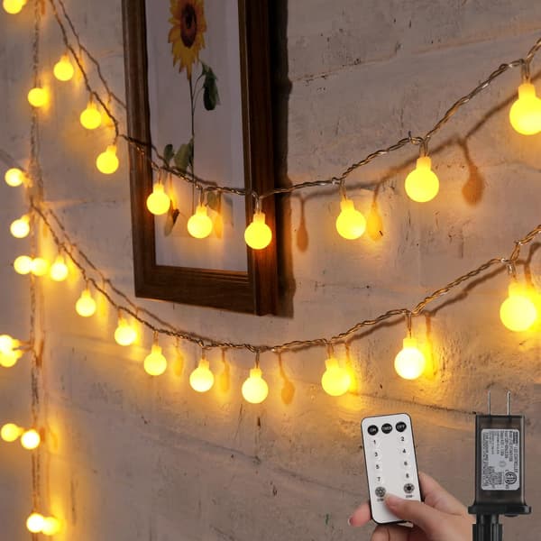 Globe Lyslenke, 10 meter 100 LED-lys Plug-in, 8 moduser med fjernkontroll Mini Globe Lys Varm Hvit