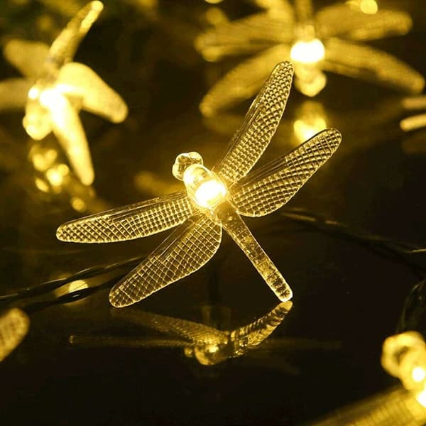Solar Dragonfly Fairy Lights Solcelle Utendørslys 20 LED Dragonfly Lys Vanntette Dekorative Lys String Dragonfly Hage Lys Solcelle De 5m