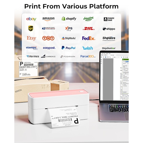 Pm-241 118mm Bluetooth Termisk Etiketprinter Trådløs Forsendelses Etiketprinter Kompatibel Med Iphone Android Windows Bredt Anvendt