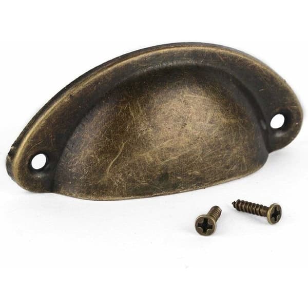 Dørknotter, sett med 10, skaphåndtak, garderobe, kommode, møbelknotter (antikk messing)