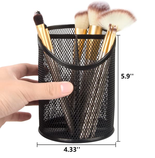 2-pak Blyantholder, Grid Rund Blyantholder, 3 Rum, til Kontor Hjem Skole, Sort-14350