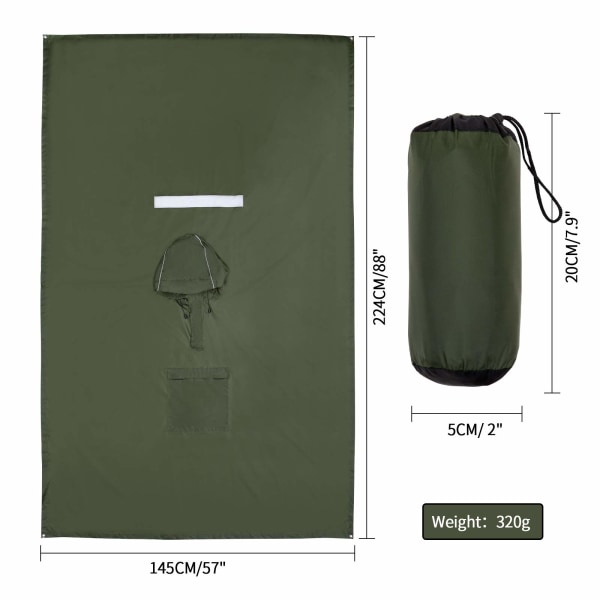 3 i 1 multifunktionel regnponcho regnfrakke, genanvendelig vandtæt regnfrakke med hætte army green 1pcs