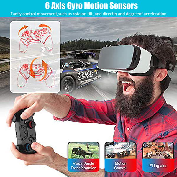 Svart og blå trådløs spillkontroller, kompatibel med PS-stil konsoller, Bluetooth