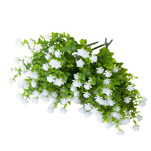 Kunstig blomsterbukett, hvit, 10 bunter