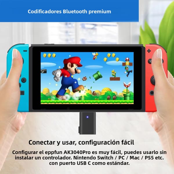 Dobbelt lydadapter, USB-C-forbindelse, understøtter Qualcomm aptX-Adaptive Bluetooth 5.2, egnet til PC/Mac/PS5, computer Bluetooth-sender