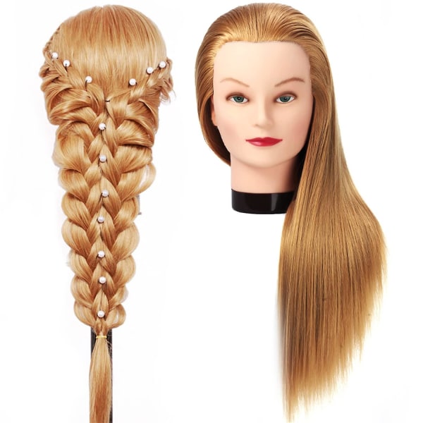 Fiber blond træning hoved frisør salon praksis makeup mannequin hoved