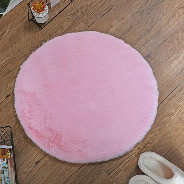 Tjock silkesull rund datorstol hängande korg golvmatta sovrum sängmatta rosa 60cm