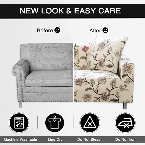 Trykt sofatrekk, elastisk sofatrekk, sofatrekk for 3-seters sofa (3-seters, New Blooming Flower)