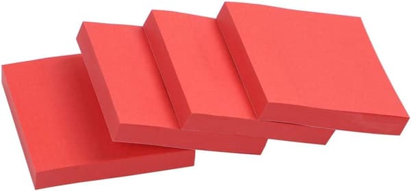 4-pack Super Sticky Post-it Notes, 7,6 x 7,6 cm, 100-sidiga kontorslappar (Röd)