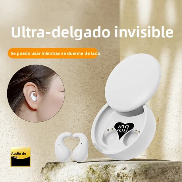Mini trådlösa Bluetooth-sporthörlurar med stöd för trådlös laddning, diskret design och viloläge.