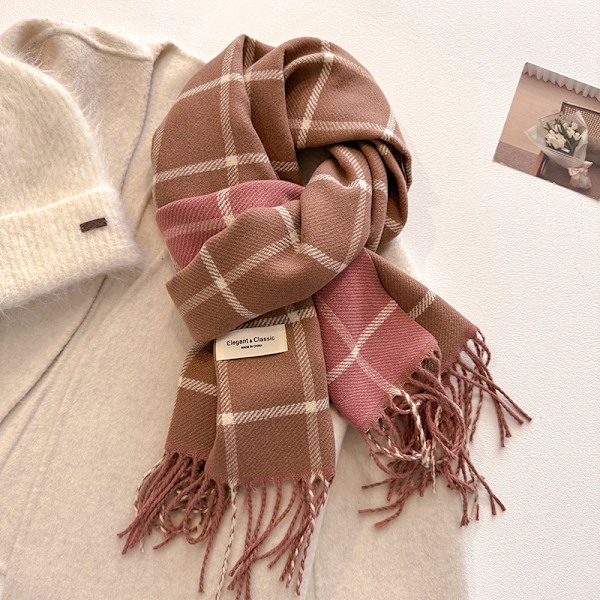 Vintervarme Luksusmærker Klassisk Engelsk Stil Kvinders Sjal Mode Tartan Dobbeltsidede Sjal Tassel Sjal Pashmina Dame 1