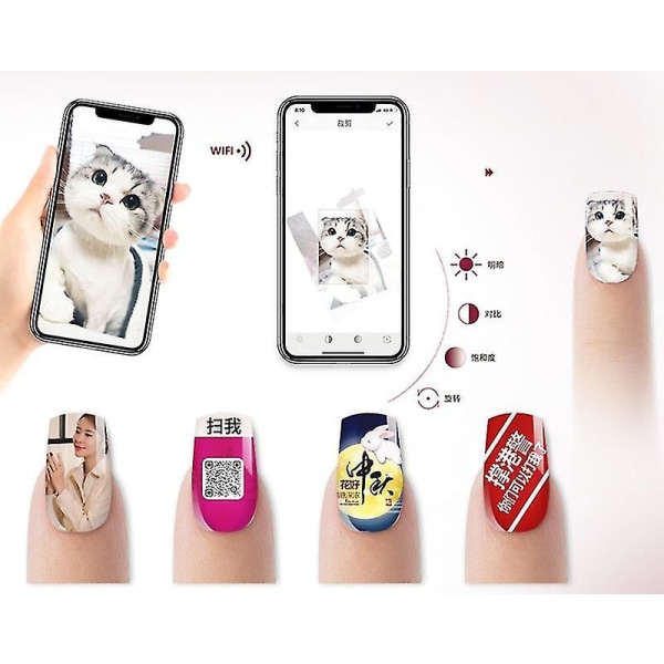 Rosa nagelskrivare utrustning 3d nagelutskriftsmaskin bärbar nail art för nagel fa0533