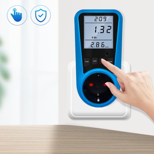 Digital Strømmåler EU Plugg AC Voltmeter Energitester Regulatorisk Plugg 6.2X7.6X12.9 CM Blå