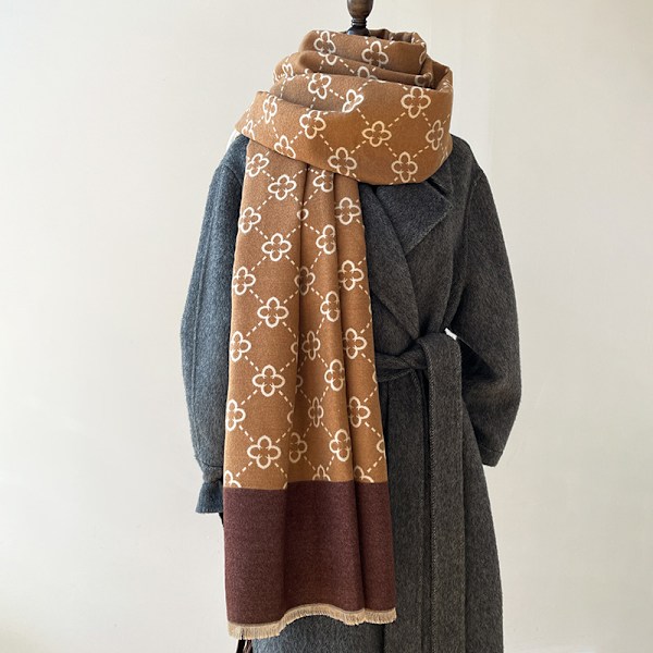 Varm Sjal Kvinna Scarf Cashmere Vinterfilt Sjal Casual Tryckt Resa Cape Sjal 3