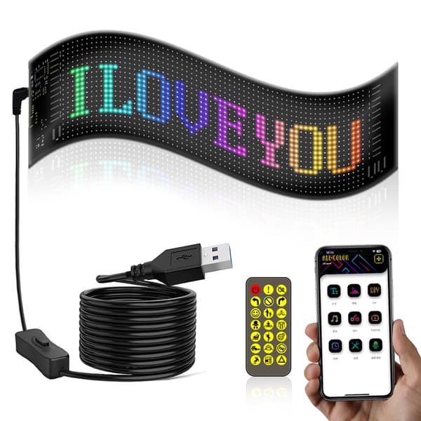 Fleksibel RGB LED Matrix Display 16x96 Piksler Bluetooth Programmerbar Rullende Tekstpanel for DIY Kostyme 120mm*595mm