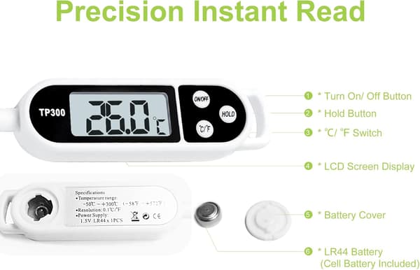 Matlagningstermometer, snabbläsande matlagningstermometer med lång sond och LCD-display, digital kökstermometer köttermometer för matlagning