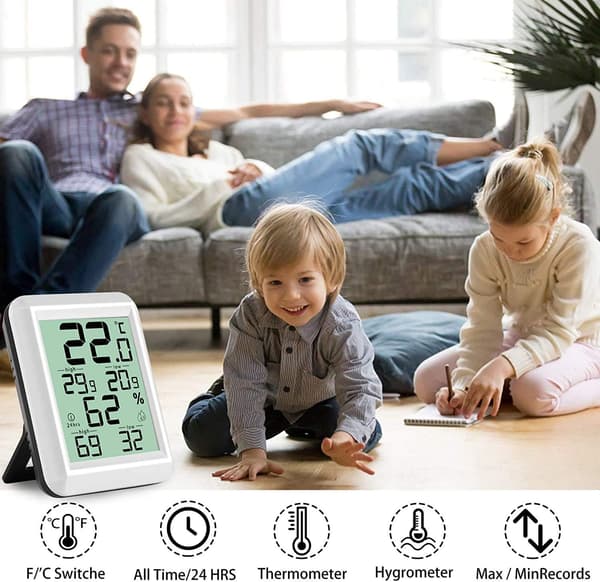 Hög Noggrannhet Digital Inomhus Hygrometer Termometer, ℃/℉ Omkopplingsbar, Termo Hygrometer för Detektering av Luftfuktighet och Temperatur, Hemmakontor K