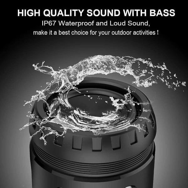 Bluetooth Box Portable Music Box 15h speltid Bluetooth högtalare med ledljus, 20m räckvidd, IP67 vattenskydd, 10w dubbel drivrutin, djup bas, hd