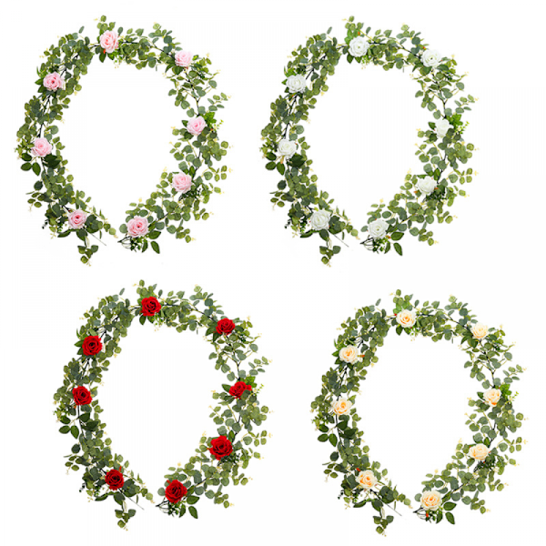 Kunstig Rose Pengeblad Ranke, Hvit, 2 Stykker