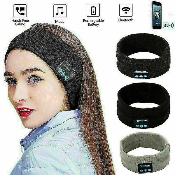 Trådlöst Bluetooth -huvudband Sporthörlurar Sömnmusik Headset Stereohörlurar (gratis frakt) Grey-Bluetooth Hair Band