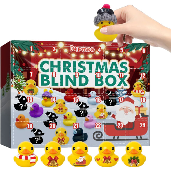 Adventskalender 2022, 24 Gummi Ducky Blind Box-gaver til festgaver til børnegaver