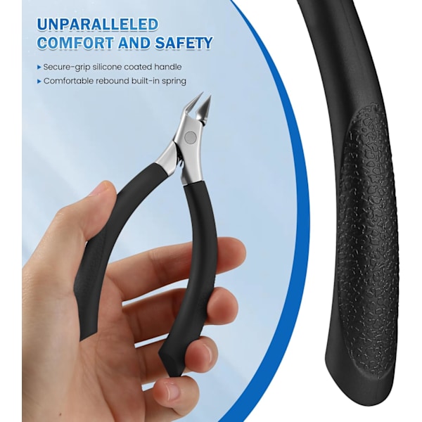 Nagelklippare för tånaglar, raka blad för att förhindra inåtväxta tånaglar, nagelklippare för tjocka naglar, ergonomiska nagelklippare för fingrar, svart