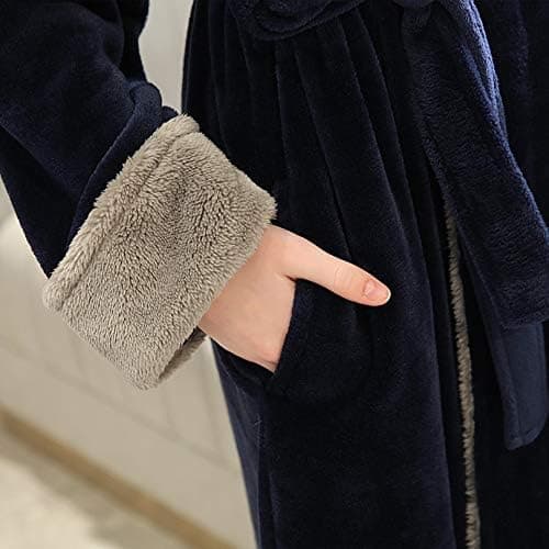 One Piece Dame Lang Badekåbe Varm Vinter Flanell Badekåbe (Navy)