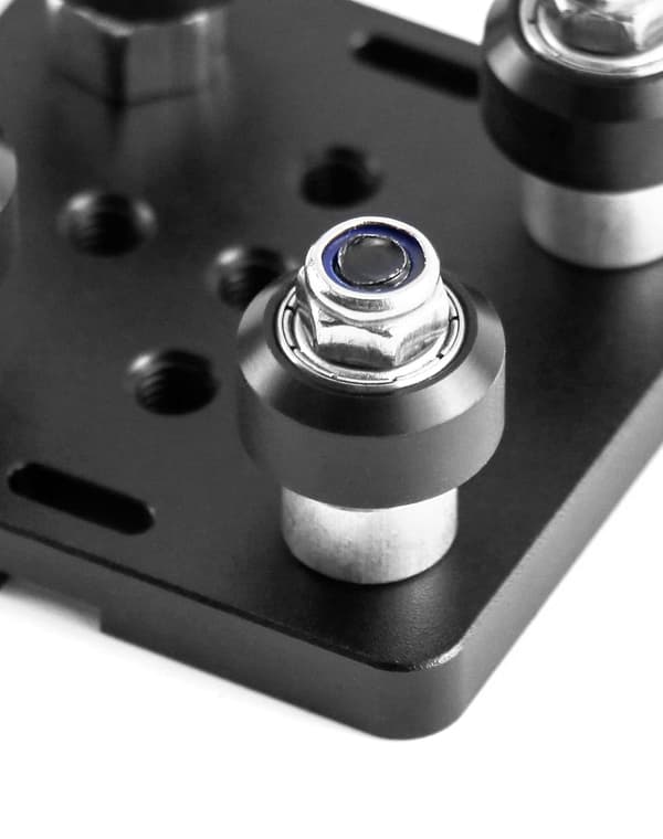 Lille V-formet hjul med plade, egnet til 2020 V-formet rille aluminiumsprofil, CNC og 3D printerdele, sort