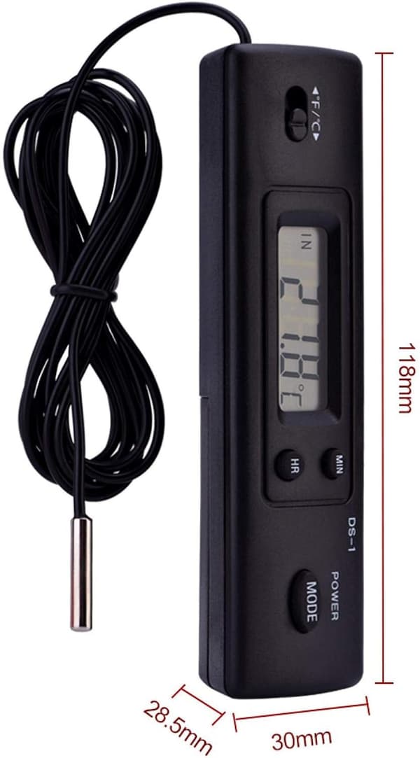 Elektronisk digital LCD temperaturmåler sensor sonde termometer med kablet bredt LCD display til køleskab