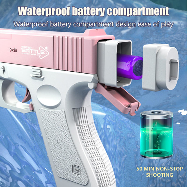 Elektrisk vannpistol leker brast Høytrykk sterk vannsøyle lekepistol Automatisk vann sommer utendørs lek for barn Voksen Pink B