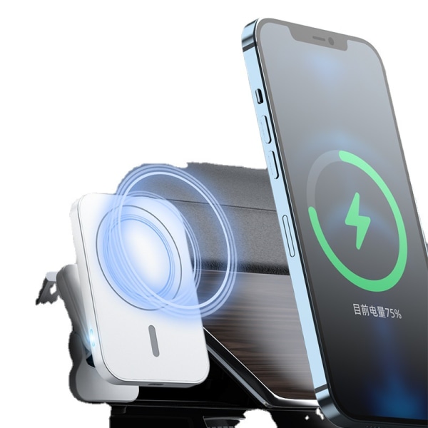 360 bilmagnetmontert luftventil telefonholderstativ for Iphone 13/12 Pro Max Mini (hvit)