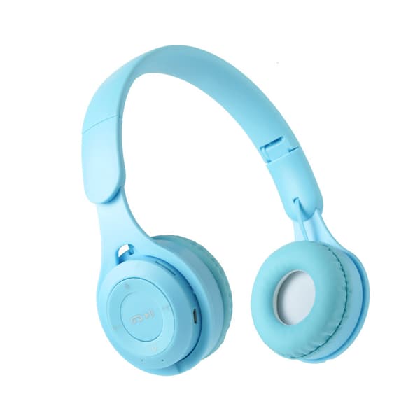 Hörlurar med huvudmontering, hopfällbara, trådlösa, Macaron, utsökt litet kort, mode, student, Bluetooth-headset (Blå)