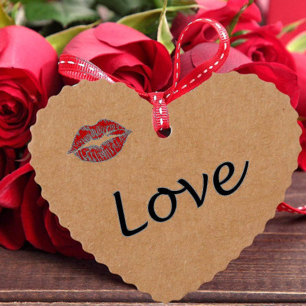 100 stk Valentinsgavemærker Kraftpapirmærker Hjerte Kærlighed Hjertepynt Hæng