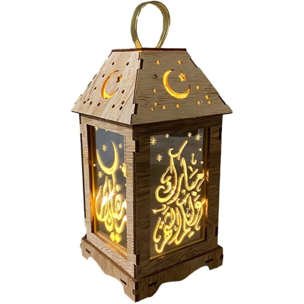 Eid Mubarak Laterne, Ramadan Dekoration Laterne-ljus Holz Lantern Marokkanische Vintage Laterne Deko Hngende Eid Lichter Mit Led Ohne Batterie, Ori Stil 1