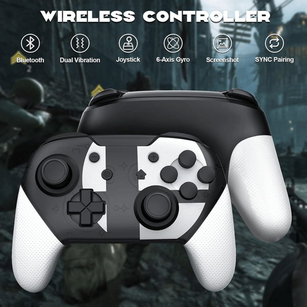 Rød trådløs kontroller, kompatibel med PS4, vibrasjon inkludert, USB-ladekabel, ergonomisk