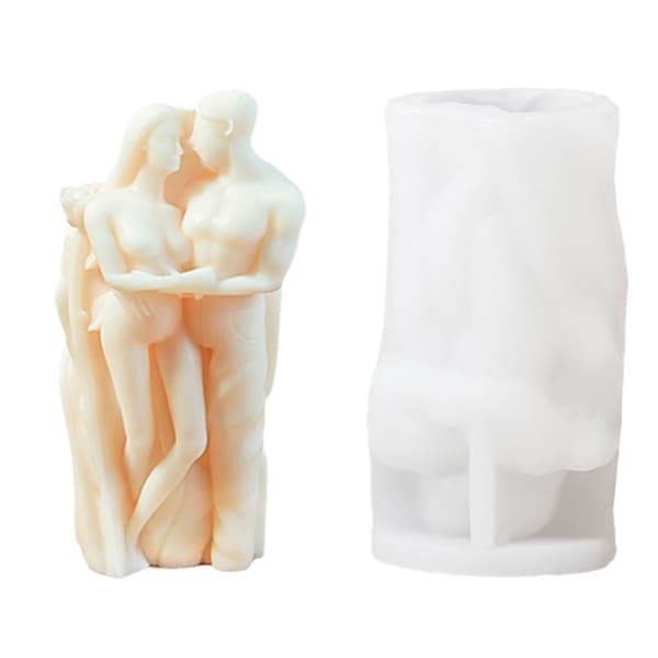 Couple Series - Whispers, 3D Valentinsdagslysform, muliggjør DIY rose- og kyssformede lys, egnet for duftlys, sjokolade de