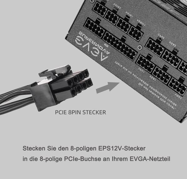 PCI-e 8-pin til dobbelt 8-pin (6+2) PCI Express strømadapter-stikkabel til EVGA modulær strømforsyning Grafikkortkabel 8-pin splitter, 1-187
