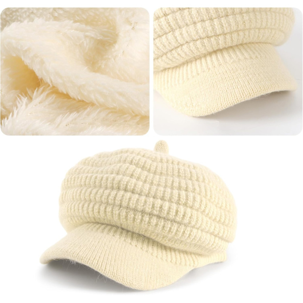 Damer Vinterhatte - Varmt Strikket Visirhat Damer Fleeceforet Varmt Fleece Spids Beret 1