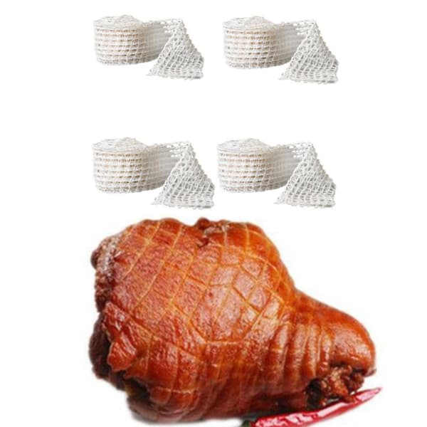 Set med 4 köttförpackningsnät Elastiska rökta kött Barbecue Ham Elbow Köttband-14414