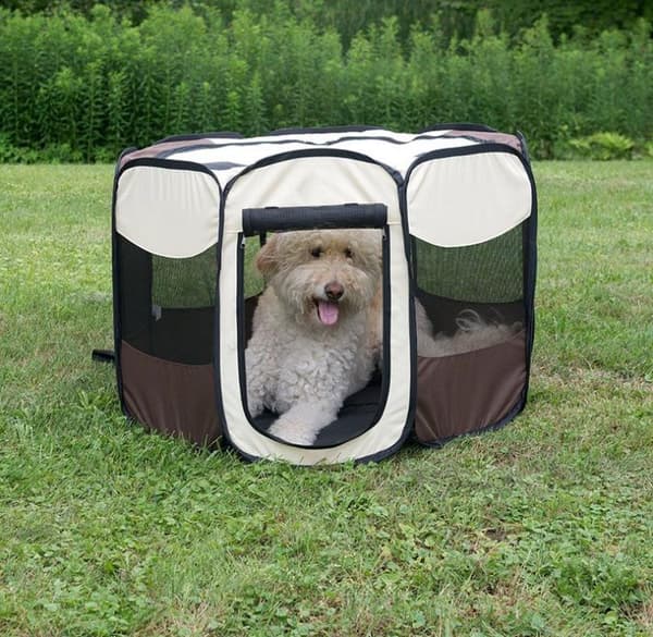 Foldbart Hunde Kat Løbegård, beige, brun, 90*90*60cm
