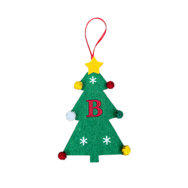 Nye filt juletrpynt 2024 Mini juletrbroderi Engelsk bokstav julepynt Små hengende deler Christmas Tree [B