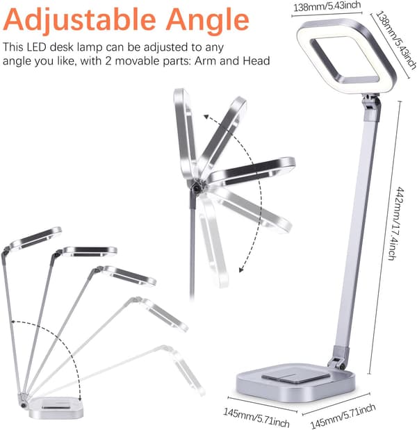 Multifunktionel LED-skrivebordslampe med 10W hurtig trådløs oplader med RGB-ambientebelysning