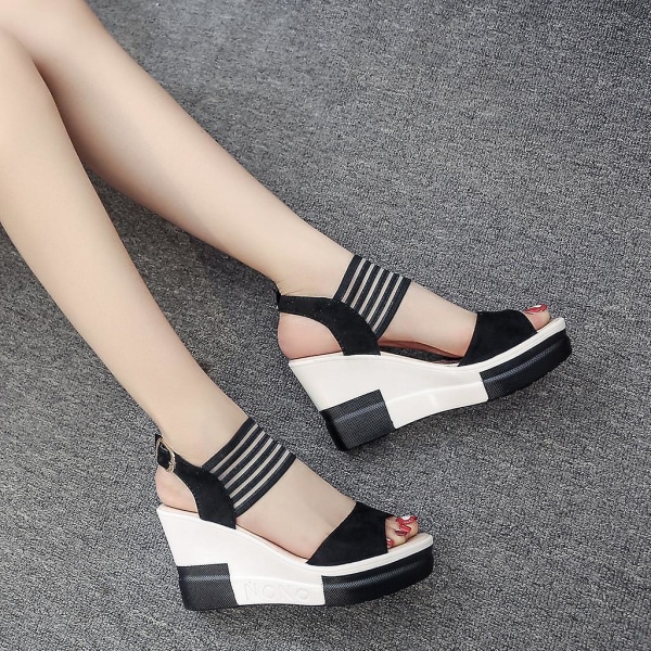 Nytt kilskor för kvinnor Casual bältesspänne högklackat skor sandaler lyx sandal kvinnor Buty Damskie Khaki 34 9d1d | Khaki | 34 | Fyndiq