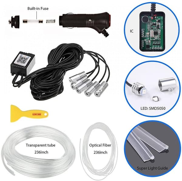 Bil LED Strip Lights, Multicolor Rgb bil interiörljus, 16 Mil