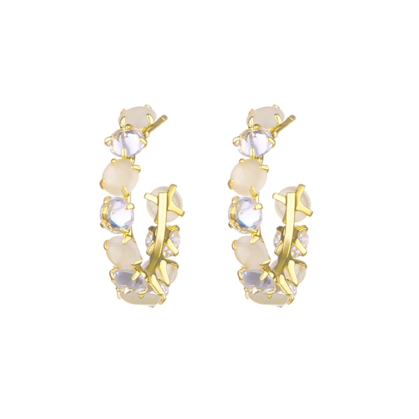 Mote oval opal hoops øredobber for kvinner fest jenter temperament tilbehør unike øredobber gave