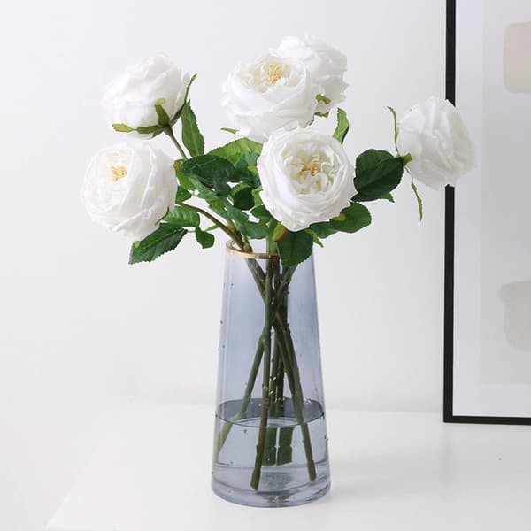 Kunstig rose, hvid, 4 stk.