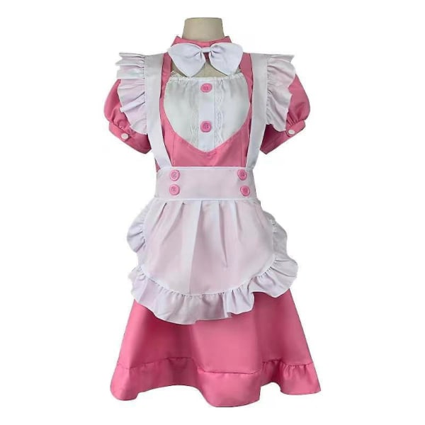 ECELEN Lolita Pigekjole Sort og Hvid Uniform Kjole Pink and white Xxxl